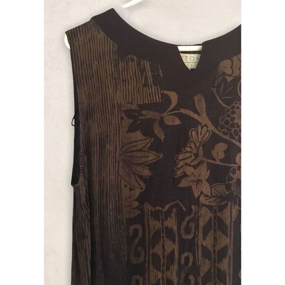 Vtg Norton McNaughton Maxi Dress Brown Floral Pleated Belted Size‎ M - Picture 9 of 13